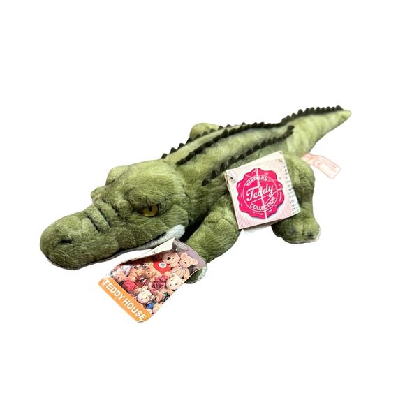 Vintage Hermann Teddy Alligator Crocodile Green Plush Toy 905929 Stuffed Animal - Picture 1 of 13